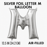 Silver Foil Letter "M" Balloon - Air Filled